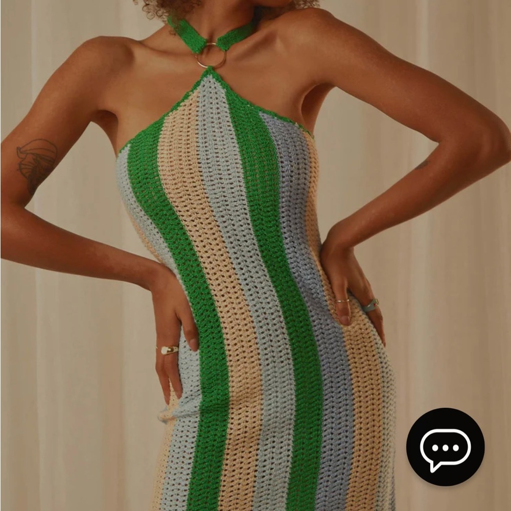 New Peppermayo Palm Trees Crochet Mini Dress Size XS-S (NWT)